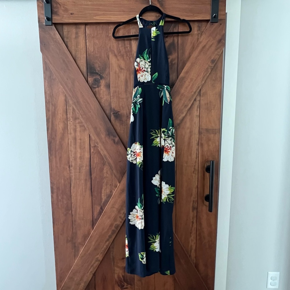 Navy Floral Maxi Dress - Size SMALL